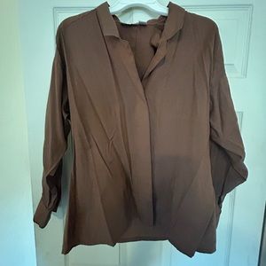 Long sleeve brown dress shirt
